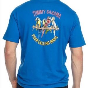 Tommy Bahama NWT Blue Four Calling Birds T-shirt Size XXS